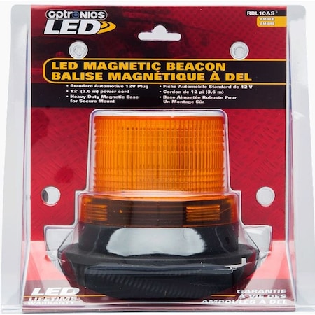 Optronics Retail Pack; Amber Rotary Beacon, 12-24V RBL10AS